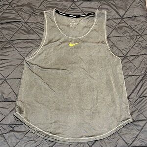 Nike Heather Gray Tank with Neon Yellow Swoosh